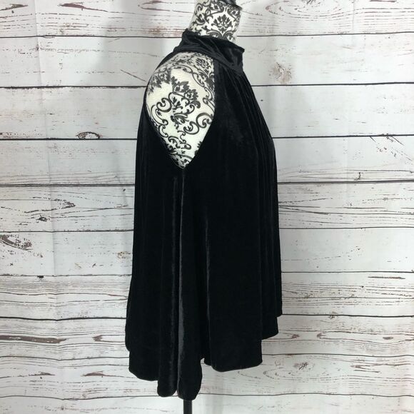French Connection Velvet Aurore High Neck Sleeveless Swing Top Black S - Picture 3 of 10